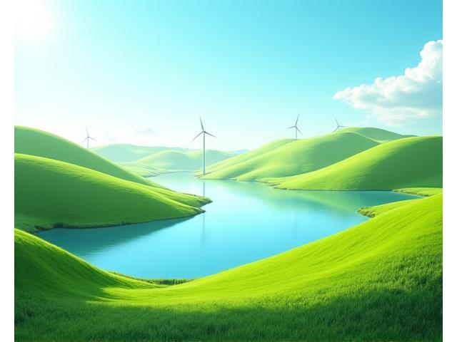 Symbolic image of green Ireland with renewable energy elements