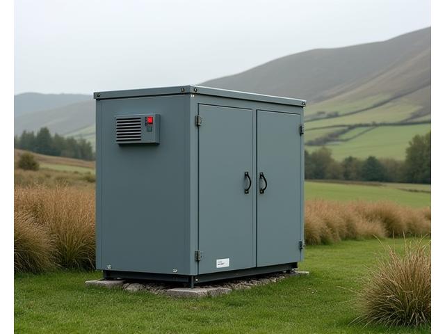 Large battery storage unit installed on a rural farm in Galway